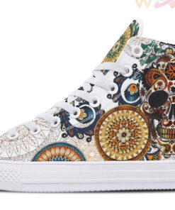 ornamental mandala skull high top canvas shoes