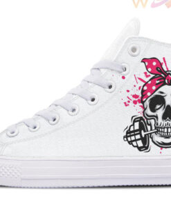 pink bandana skull splash high top canvas shoes
