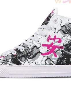 pink blossom windy day high top canvas shoes