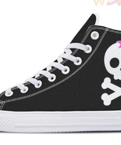 pink bow skull high top canvas shoes