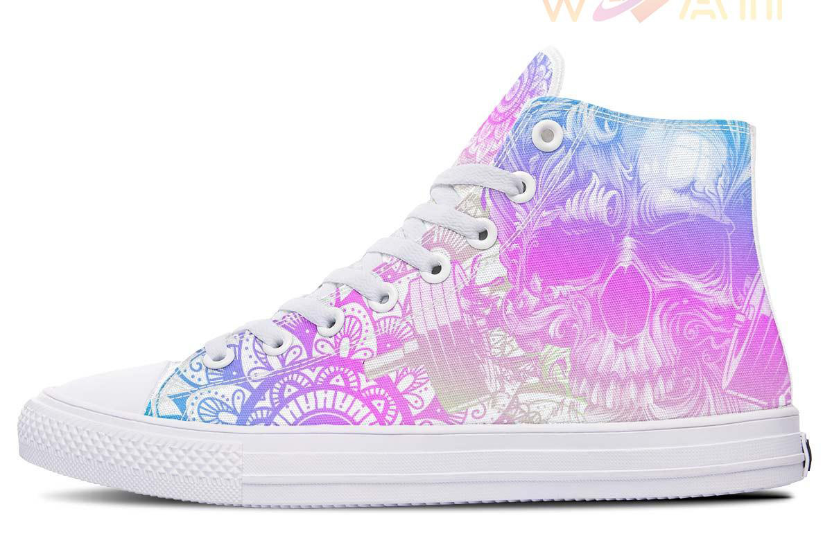 pink purple workout high top canvas shoes