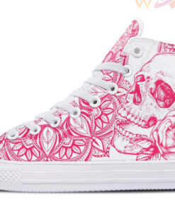 pink skull mandala high top canvas shoes