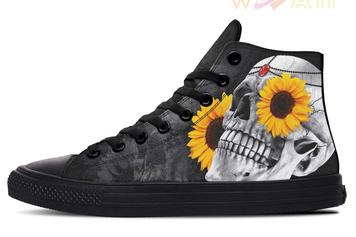 precious stone skull high top canvas shoes