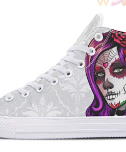 pretty sugar skull woman high top canvas shoes