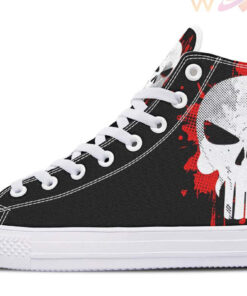 punisher and red splash high top canvas shoes