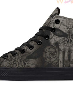 punisher skull drawing high top canvas shoes