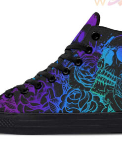 purple aqua gradient skull roses high top canvas shoes