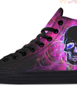 purple explosion happy skull high top canvas shoes
