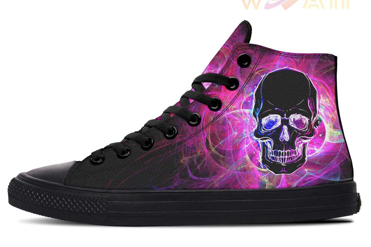 purple explosion happy skull high top canvas shoes