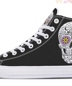 purple eyes sugar skull high top canvas shoes
