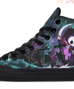 purple night cartoon reaper high top canvas shoes