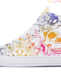 purple yellow pink coloration skull high top canvas shoes