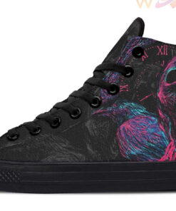 raven and skull art high top canvas shoes