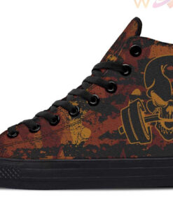 red camo pumping iron high top canvas shoes