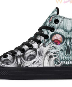 red eye wave skull high top canvas shoes