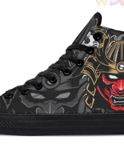 red japanese warrior mask high top canvas shoes