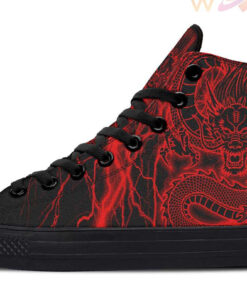 red lightning dragon high top canvas shoes
