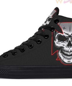 red maltese cross skull high top canvas shoes