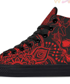 red skull and lily high top canvas shoes