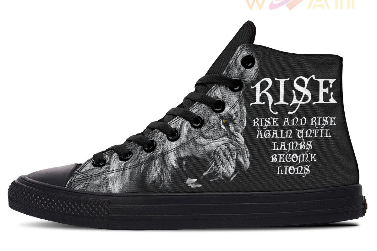 rise and rise again high top canvas shoes