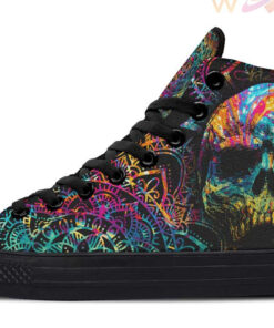 roll with colors skull high top canvas shoes