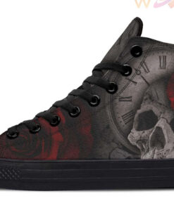 rose skull clock high top canvas shoes