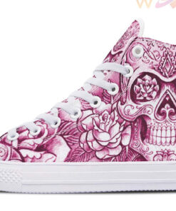 roses and sugar skull high top canvas shoes