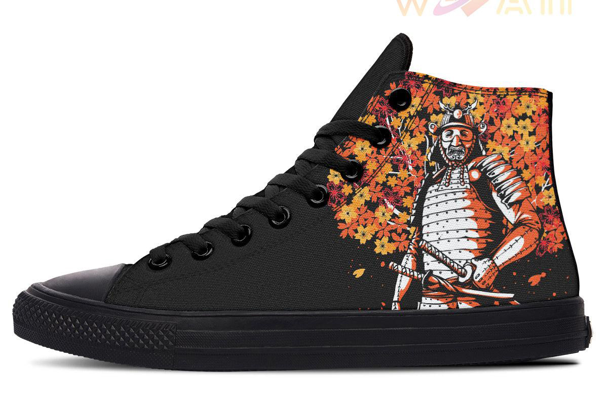 samurai and fall high top canvas shoes