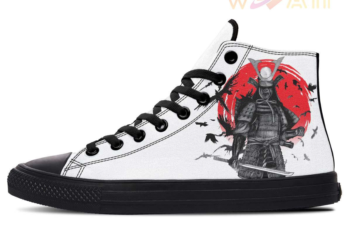 samurai and raven high top canvas shoes