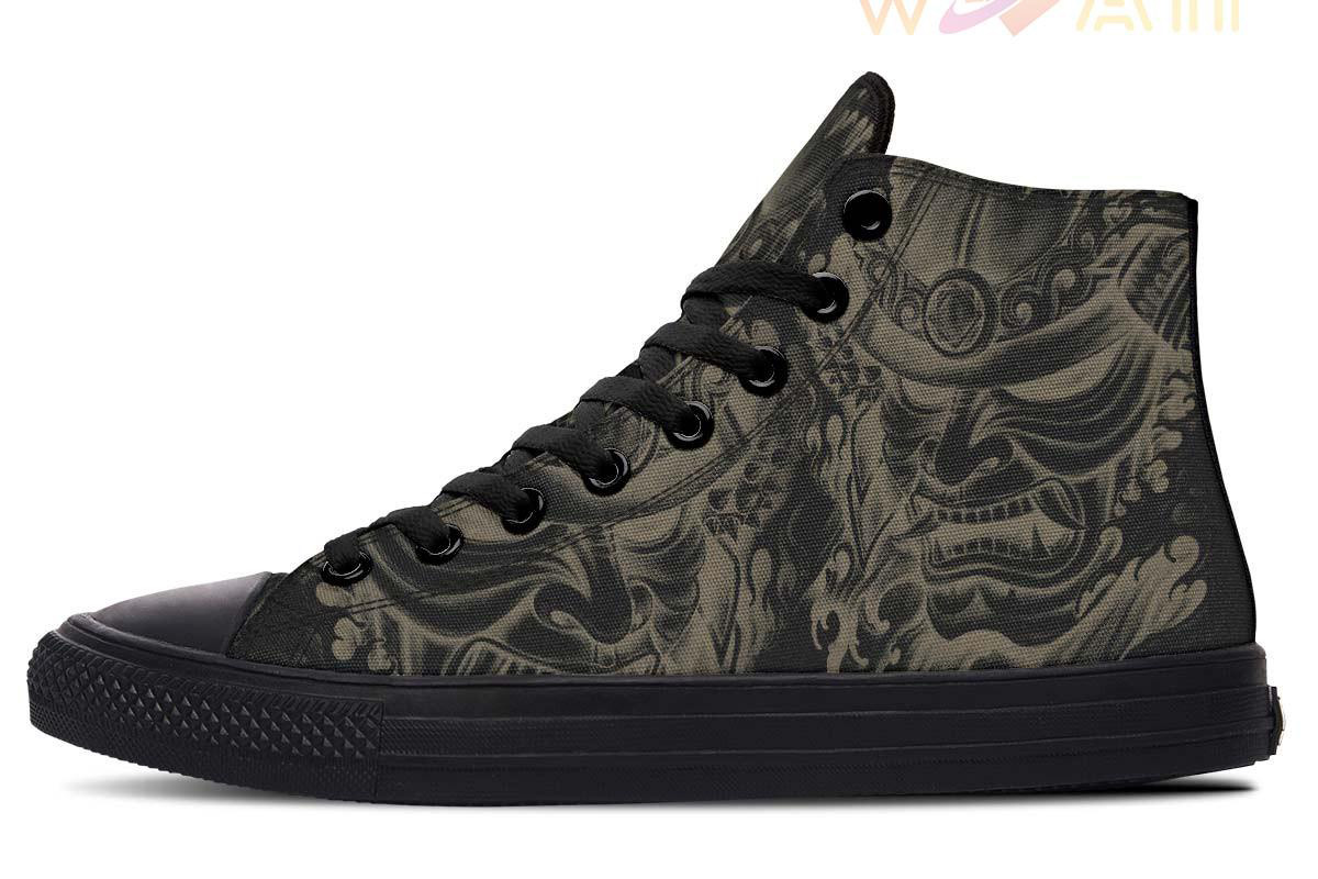 samurai warrior high top canvas shoes