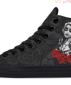 sexy skull women and roses high top canvas shoes