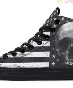 skull american flag high top canvas shoes