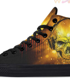 skull and headphones high top canvas shoes