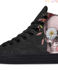 skull and lily high top canvas shoes