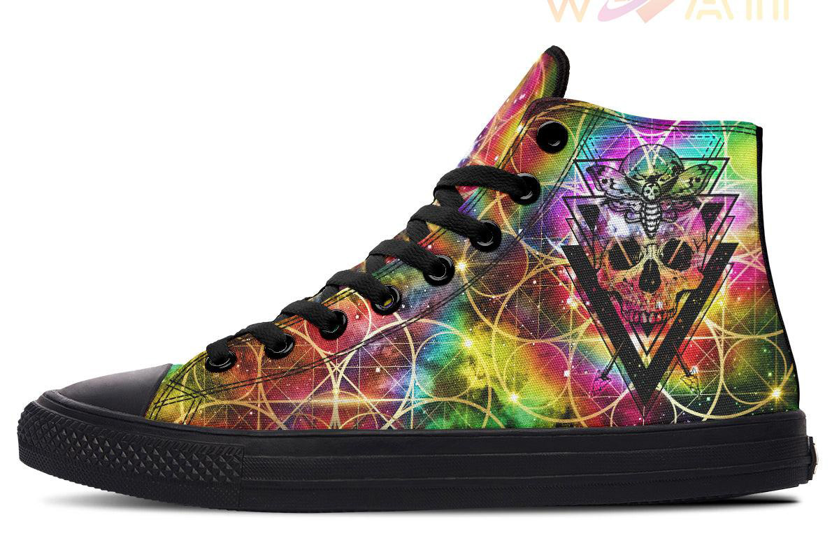 skull and magic circles high top canvas shoes