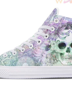 skull and watercolors high top canvas shoes