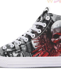 skull and weapon wings high top canvas shoes