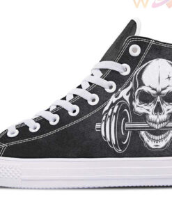 skull and weights high top canvas shoes