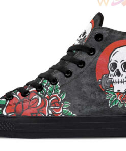 skull bite barbell high top canvas shoes