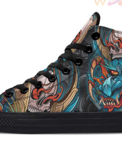 skull dragon and claw high top canvas shoes