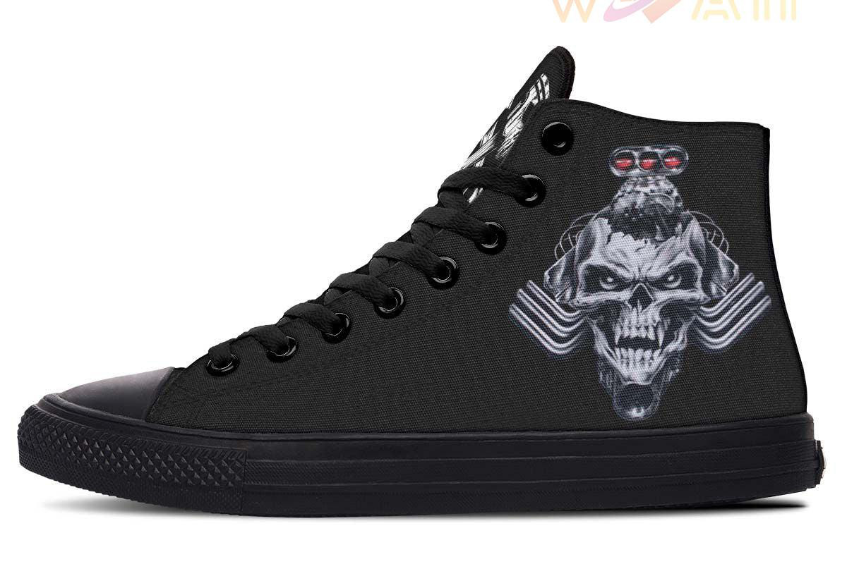 skull engine high top canvas shoes