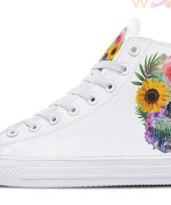 skull in flowers high top canvas shoes
