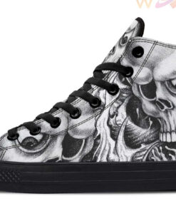 skull in grey waves high top canvas shoes