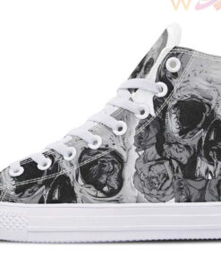 skull roses drawing high top canvas shoes
