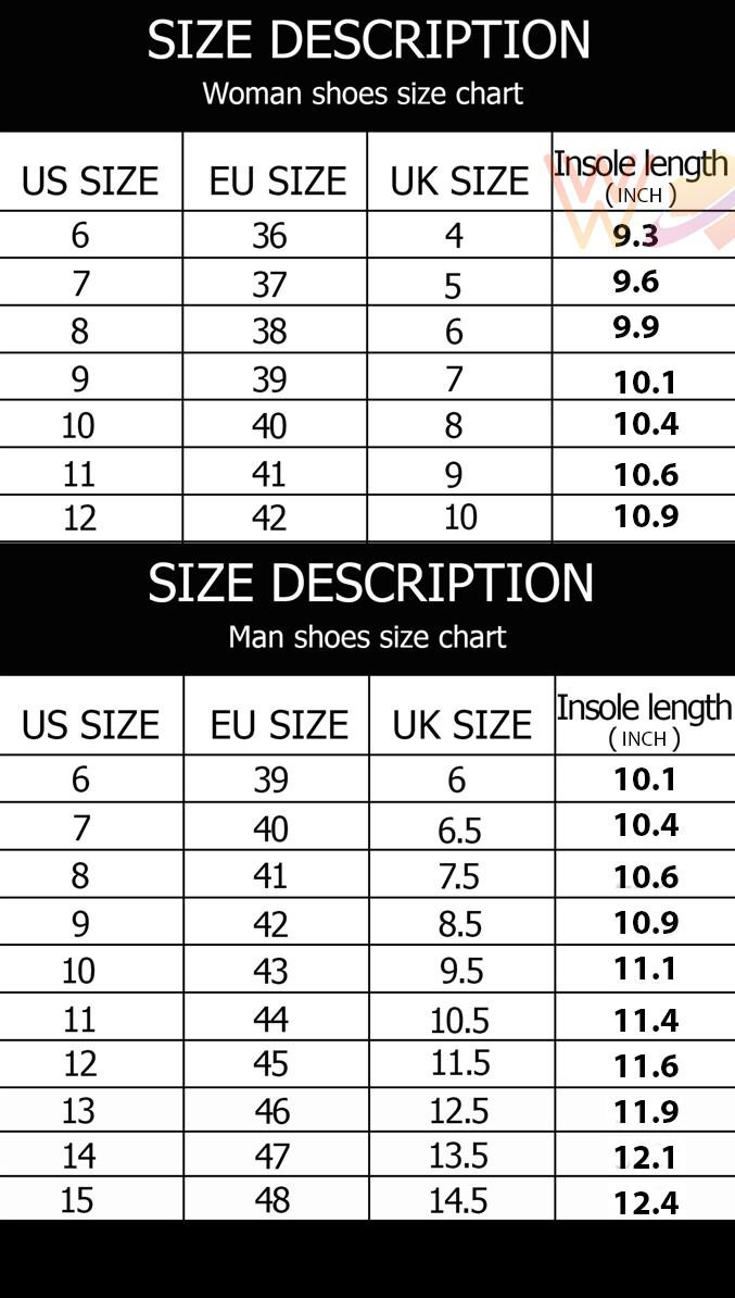 sneaker size chart