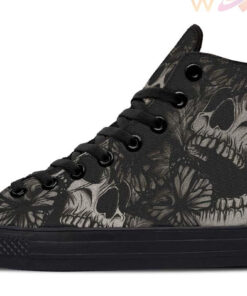 tattoo skull fly butterflies high top canvas shoes