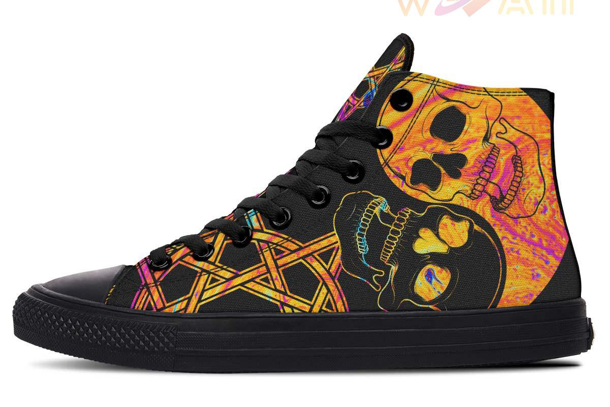 upside down skull ghost high top canvas shoes