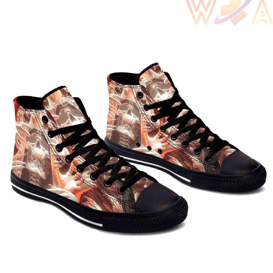 war destroy skull high top shoes