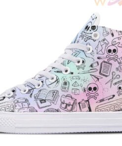 watercolor abstact skull high top canvas shoes