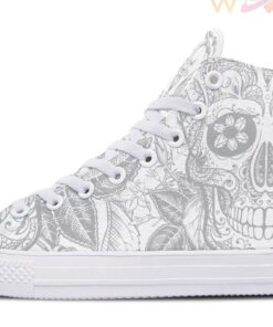 white sugar skull high top canvas shoes
